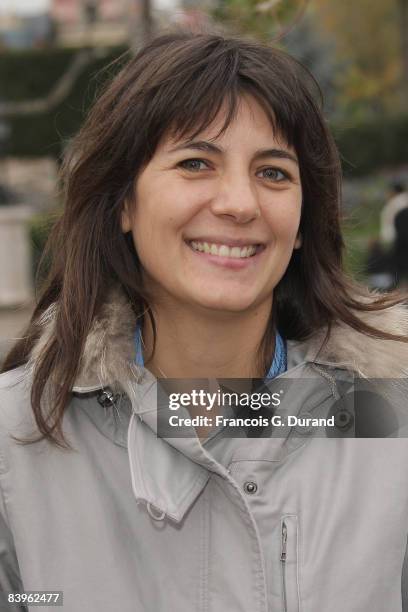 Raymond Domenech's wife Estelle Denis attends the Christmas Lights Switching on day at Disneyland Resort Paris on November 15, 2008 in Marne la...