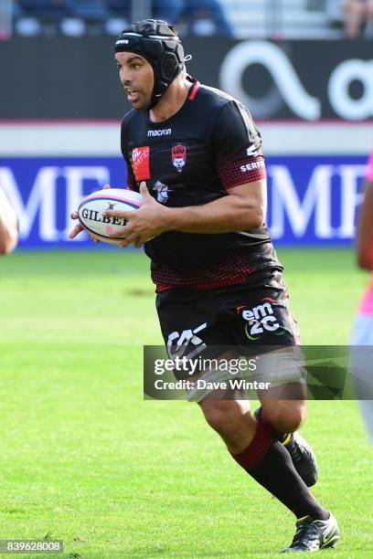 Francois Van Der Merwe of Lyon during the Top 14 match between Stade Francais Paris and Lyon OU at Stade Jean Bouin on August 26, 2017 in Paris,...