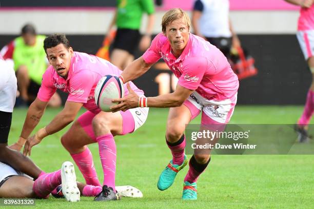 Charl McLeod of Stade Francais Paris during the Top 14 match between Stade Francais Paris and Lyon OU at Stade Jean Bouin on August 26, 2017 in...