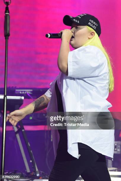 Alma performs during the 'Stars for Free' open air festival by 104.6 RTL radio station at Kindl-Buehne Wuhlheide on August 26, 2017 in Berlin,...