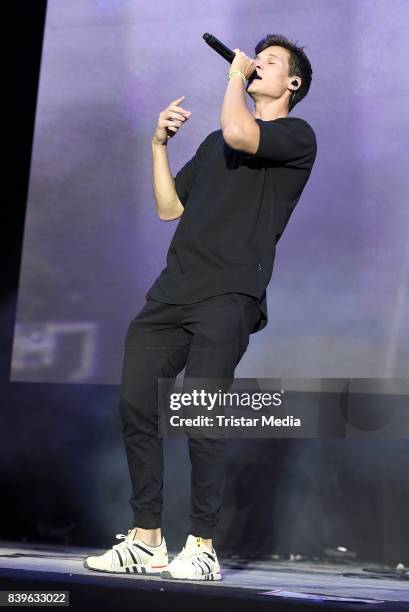 Wincent Weiss performs during the 'Stars for Free' open air festival by 104.6 RTL radio station at Kindl-Buehne Wuhlheide on August 26, 2017 in...