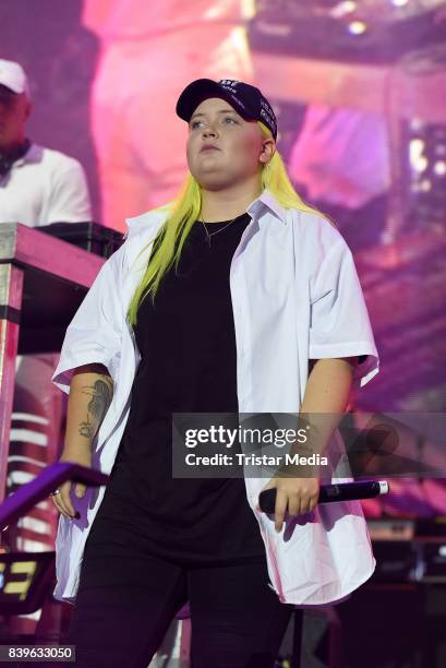 Alma performs during the 'Stars for Free' open air festival by 104.6 RTL radio station at Kindl-Buehne Wuhlheide on August 26, 2017 in Berlin,...