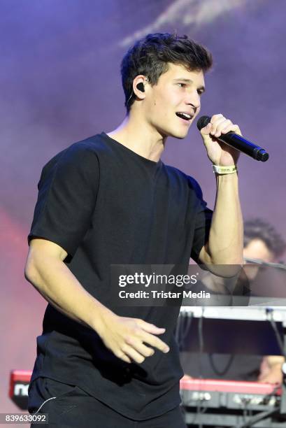 Wincent Weiss performs during the 'Stars for Free' open air festival by 104.6 RTL radio station at Kindl-Buehne Wuhlheide on August 26, 2017 in...