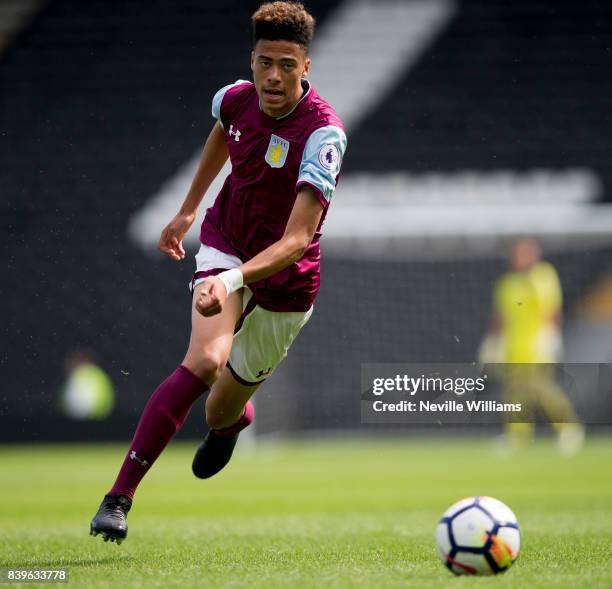 Harvey Knibbs of Aston Villa during the Premier League 2 match between Fulham and Aston Villa at Craven Cottage on August 26, 2017 in London, England.