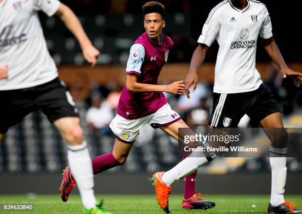 Harvey Knibbs of Aston Villa during the Premier League 2 match between Fulham and Aston Villa at Craven Cottage on August 26, 2017 in London, England.