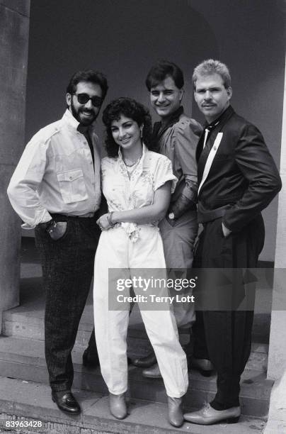 Miami Sound Machine whilst on a photo session in Kensington Gardens, London, September 1984.