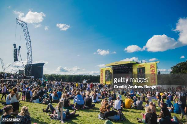 General view of the main stage during day 2 at Leeds Festival at Bramhall Park on August 26, 2017 in Leeds, England.