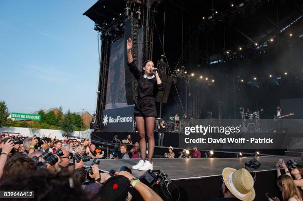 Jain performs at Rock en Seine Festival at Domaine National de Saint-Cloud on August 26, 2017 in Paris, France.