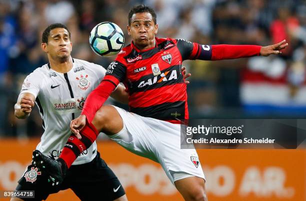 Pablo of Corinthians and Walter of Atletico GO in action during the match between Corinthians and Atletico GO for the Brasileirao Series A 2017 at...