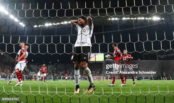 Kasim Kasim of Corinthians reacts during the match between Corinthians and Atletico GO for the Brasileirao Series A 2017 at Arena Corinthians Stadium...