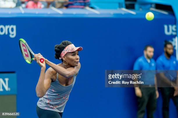 Ternnis star Venus Williams on the court during the 22nd Annual Arthur Ashe Kids' Day at USTA Billie Jean King National Tennis Center on August 26,...