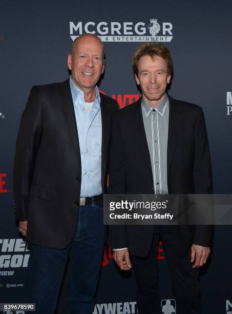 Actor Bruce Willis and Film Producer Jerry Bruckheimer attend the Showtime, WME IME and Mayweather Promotions VIP Pre-Fight party for Mayweather vs....