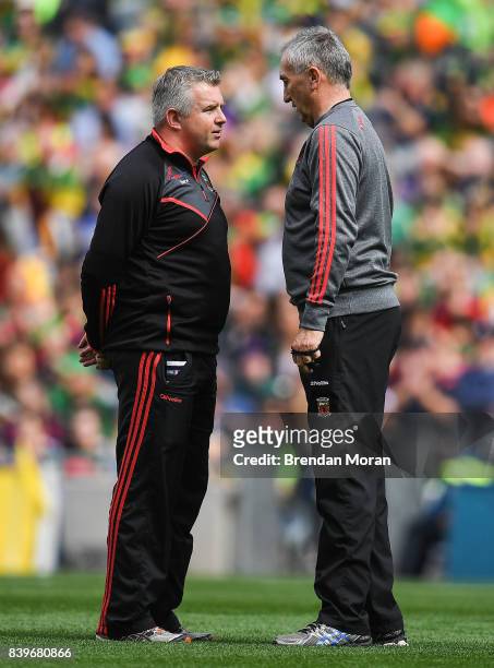 Dublin , Ireland - 26 August 2017; Mayo manager Stephen Rochford, left, with selector Donie Buckley during the GAA Football All-Ireland Senior...