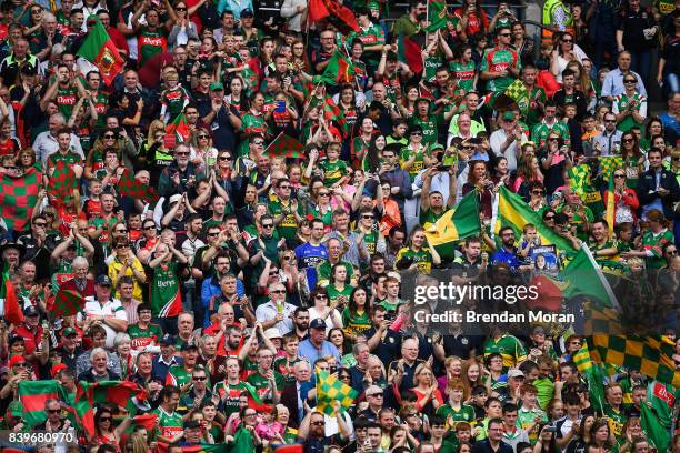 Dublin , Ireland - 26 August 2017; Kerry and Mayo fans cheer on their teams before the start of the GAA Football All-Ireland Senior Championship...