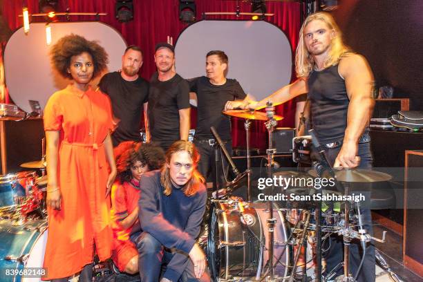 Musicians Sarah Ziebe, Iris Gold, Mathias Bertelsen Nikolas Frandsen, Kristian Riis, Rene Munk Thalund and David Park pose for a photo after the show...