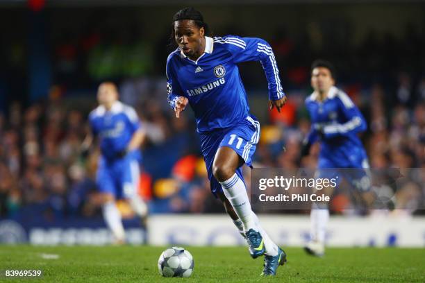 Didier Drogba of Chelsea makes a goal scoring return from injury during the UEFA Champions League Group A match between Chelsea and CFR Cluj - Napoca...