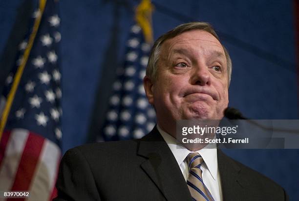 Dec. 09: Sen. Richard J.Durbin, D-Ill., answers questions on the arrest of Illinois Gov. Rod R. Blagojevich on federal corruption charges. Durbin had...