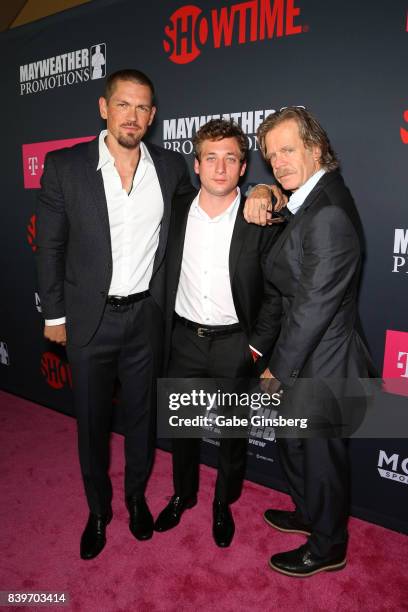 Actors Steve Howey, Jeremy Allen White, and William H. Macy arrived on T-Mobile's magenta carpet duirng the Showtime, WME IME and Mayweather...