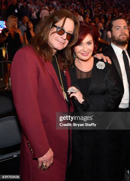 Singer Ozzy Osbourne and Sharon Osbourne attend the Showtime, WME IME and Mayweather Promotions VIP Pre-Fight party for Mayweather vs. McGregor at...