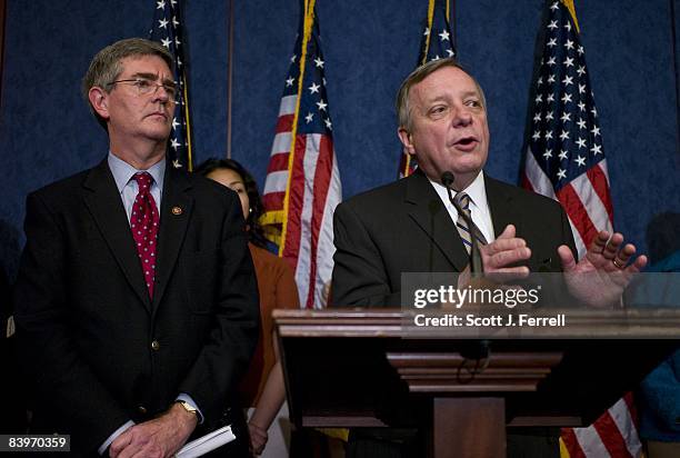 Dec. 09: Rep. Brad Miller, D-N.C., and Sen. Richard J.Durbin, D-Ill., during a news conference urging legislation to slow down mortgage foreclosures....