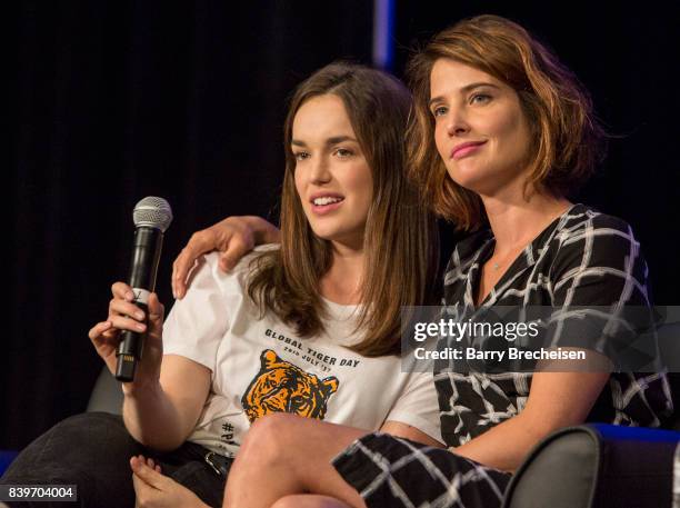 Actors Elizabeth Henstridge and Cobie Smulders during the Wizard World Chicago Comic-Con at Donald E. Stephens Convention Center on August 26, 2017...