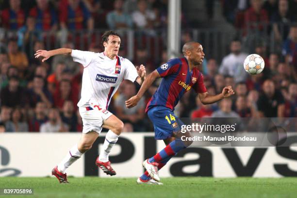 Sebastien SQUILLACI / Thierry HENRY - - Barcelone / Lyon - Champions League 2007/2008 -