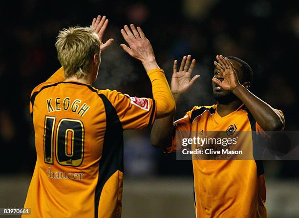 Sylvan Ebanks-Blake of Wolves celebrates a goal during the Coca-Cola Championship match between Wolverhampton Wanderers and Derby County at Molineux...