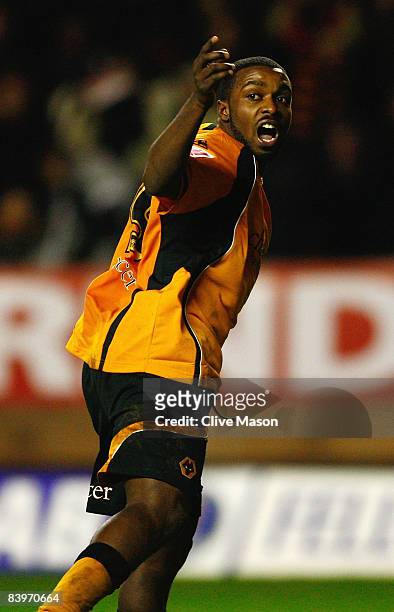 Sylvan Ebanks-Blake of Wolves celebrates a goal during the Coca-Cola Championship match between Wolverhampton Wanderers and Derby County at Molineux...