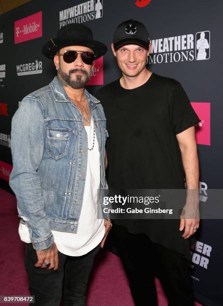 Recording artists AJ McLean and Nick Carter arrived on T-Mobile's magenta carpet duirng the Showtime, WME IME and Mayweather Promotions VIP Pre-Fight...