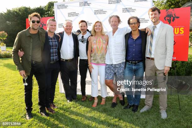 Jake Swantko, Jon Bertain, Jim Swartz, Bryan Fogel, Anne Chaisson, David Fialkow, Dan Cogan and David Nugent attend the Hamptons International Film...