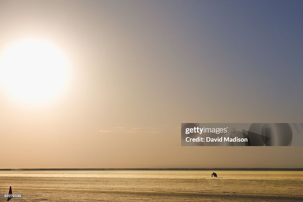 Motorcycle on Bonneville Salt Flats