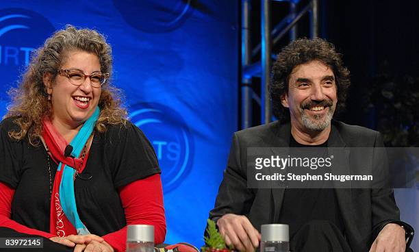 Executive Producers Jenji Kohan and Chuck Lorre attend the Hollywood Radio and Television Society Presents "The Hitmakers" at the Beverly Wilshire...