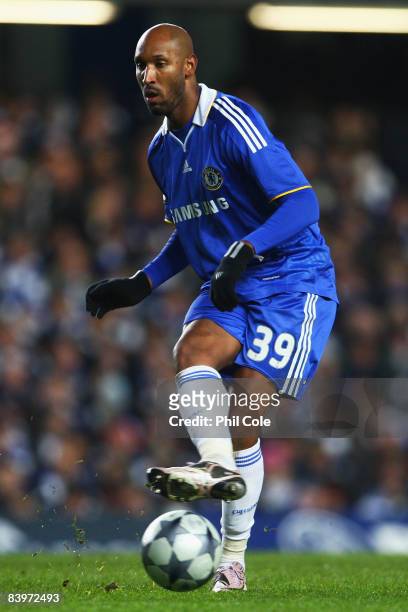 Nicolas Anelka of Chelsea passes the ball during the UEFA Champions League Group A match between Chelsea and CFR Cluj - Napoca at Stamford Bridge on...