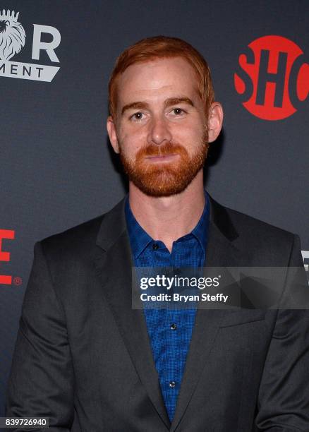 Comedian Andrew Santino arrives on T-Mobile's magenta carpet duirng the Showtime, WME IME and Mayweather Promotions VIP Pre-Fight Party for...