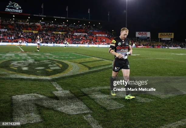 Peter Wallace of the Panthers looks dejected after defeat during the round 25 NRL match between the Penrith Panthers and the St George Illawarra...