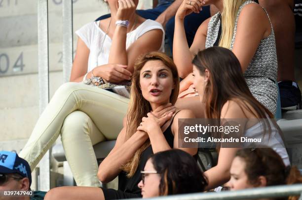 Ariane Brodier wife of Fulgence Ouedrogo of Montpellier during the Top 14 match between Montpellier and SU Agen at on August 26, 2017 in Montpellier,...