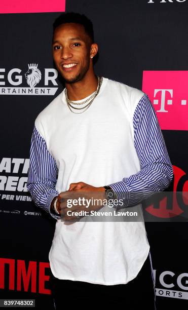 Player Evan Turner attends the VIP party before the boxing match between boxer Floyd Mayweather Jr. And Conor McGregor at T-Mobile Arena on August...