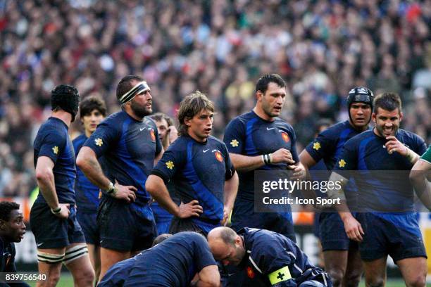 Arnaud MELA / Dimitri SZARZEWSKI / Lionel NALLET / Thierry DUSAUTOIR / Lionel FAURE - - France / Irlande - Tournoi des 6 Nations 2008 - Paris -