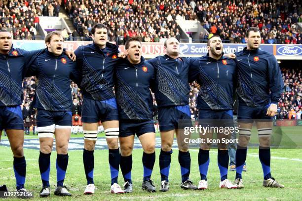 Thierry DUSAUTOIR / Elvis VERMEULEN / Loic JACQUET / Julien BRUGNAUT / William SERVAT / Lionel FAURE / Lionel NALLET - Equipe de France - - Ecosse /...
