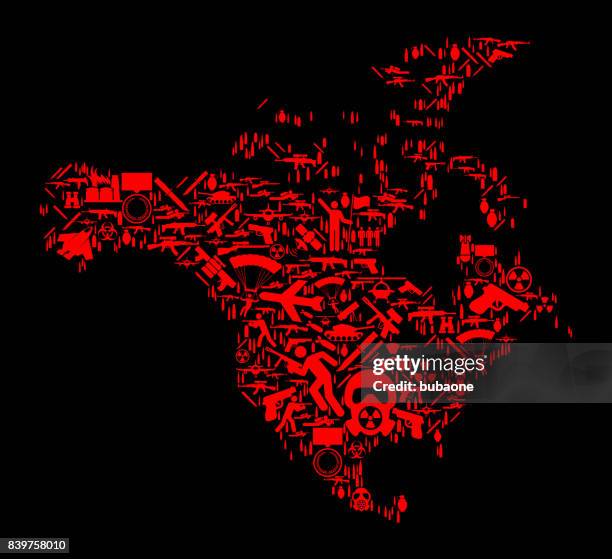 north america war and modern warfare vector icon pattern - mushroom cloud atomic stock illustrations