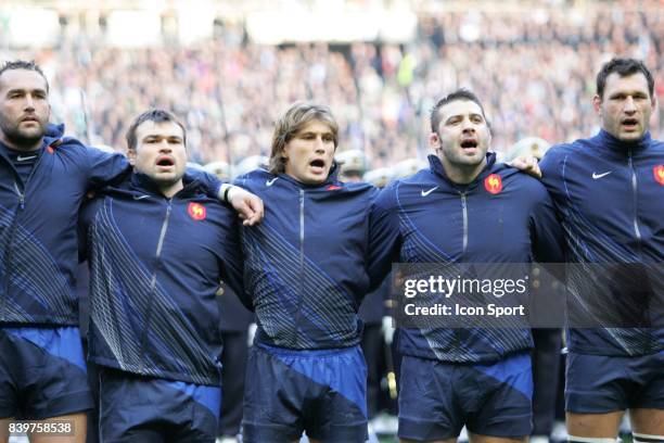 Arnaud MELA / Nicolas MAS / Dimitri SZARZEWSKI / Lionel FAURE / Lionel NALLET - - France / Irlande - Tournoi des 6 Nations 2008 - Paris,