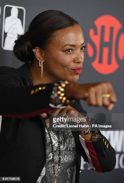 Aisha Tyler attends the Floyd Mayweather Jr v Conor McGregor fight at the T-Mobile Arena, Las Vegas.