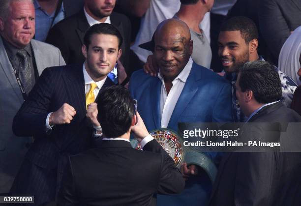 Mike Tyson attends the Floyd Mayweather Jr v Conor McGregor fight at the T-Mobile Arena, Las Vegas.