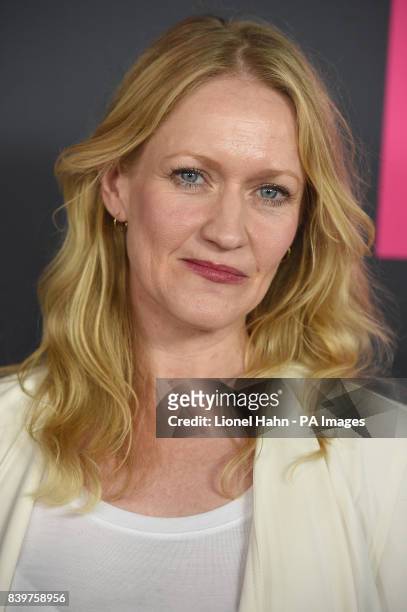 Paula Malcomson attends the Floyd Mayweather Jr v Conor McGregor fight at the T-Mobile Arena, Las Vegas.