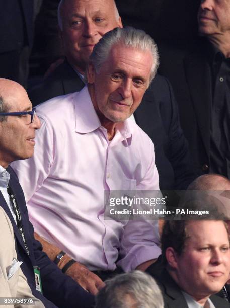 Pat Riley attends the Floyd Mayweather Jr v Conor McGregor fight at the T-Mobile Arena, Las Vegas.