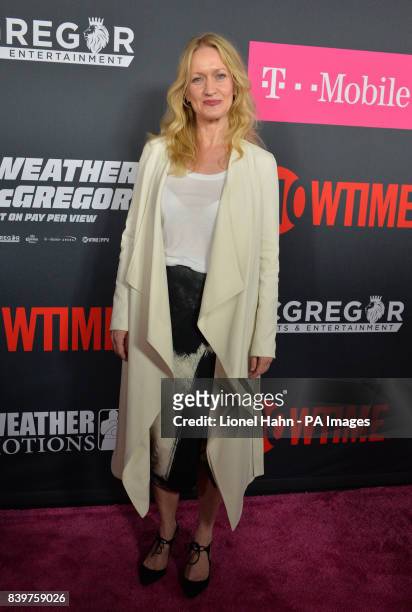 Paula Malcomson attends the Floyd Mayweather Jr v Conor McGregor fight at the T-Mobile Arena, Las Vegas.