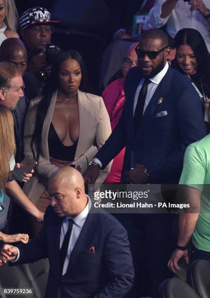 LeBron James attends the Floyd Mayweather Jr v Conor McGregor fight at the T-Mobile Arena, Las Vegas.