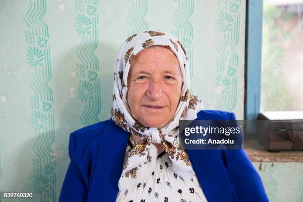 Aziza Setifagic poses after painting a prospective bride's face with a traditionally face painting in Prizren, Kosovo on August 26, 2017. Pre-wedding...