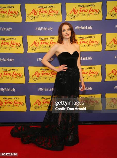 Anna O'Byrne arrives ahead of My Fair Lady premiere at Capitol Theatre on August 27, 2017 in Sydney, Australia.