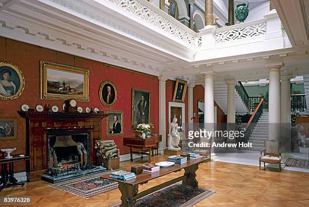 main hall in ballywalter park, n ireland - stately home interior stock pictures, royalty-free photos & images